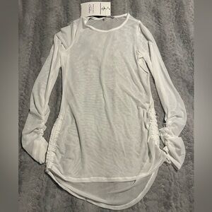 Women's White Sheer Long Sleeve Top